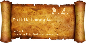 Mellik Lamberta névjegykártya